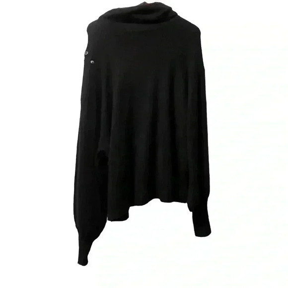 Marissa Webb Black Turtleneck Oversized Balloon Sleeve Sweater - Picture 3 of 6